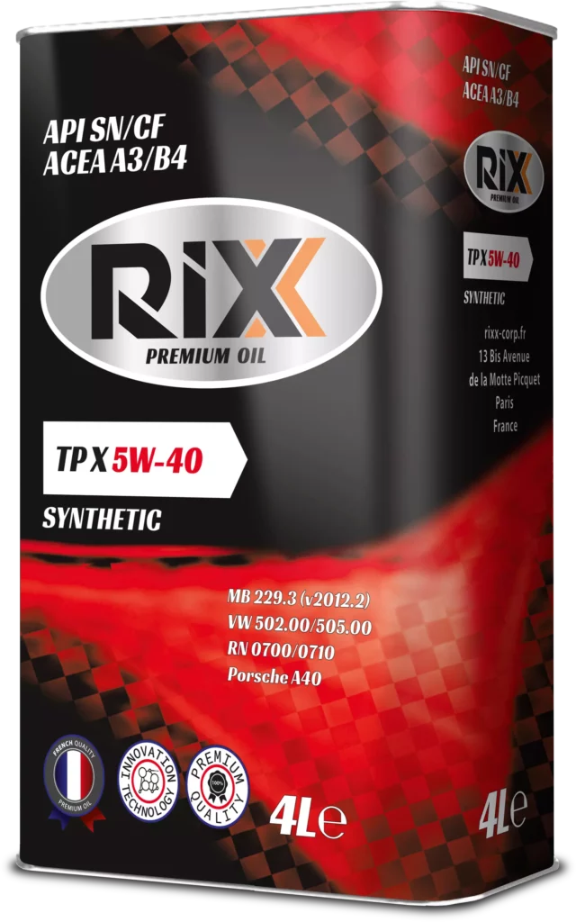 RIXX TP X SAE 5W-40 API SN/CF ACEA A3/B4 MB 229.3 VW 502.00/505.00 RN 0710/0700